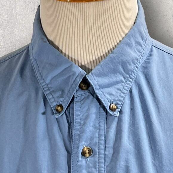 LL Bean Utility Blue Nylon Fishing Hiking Outdoor Short Sleeve Button Shirt XL - Picture 3 of 12